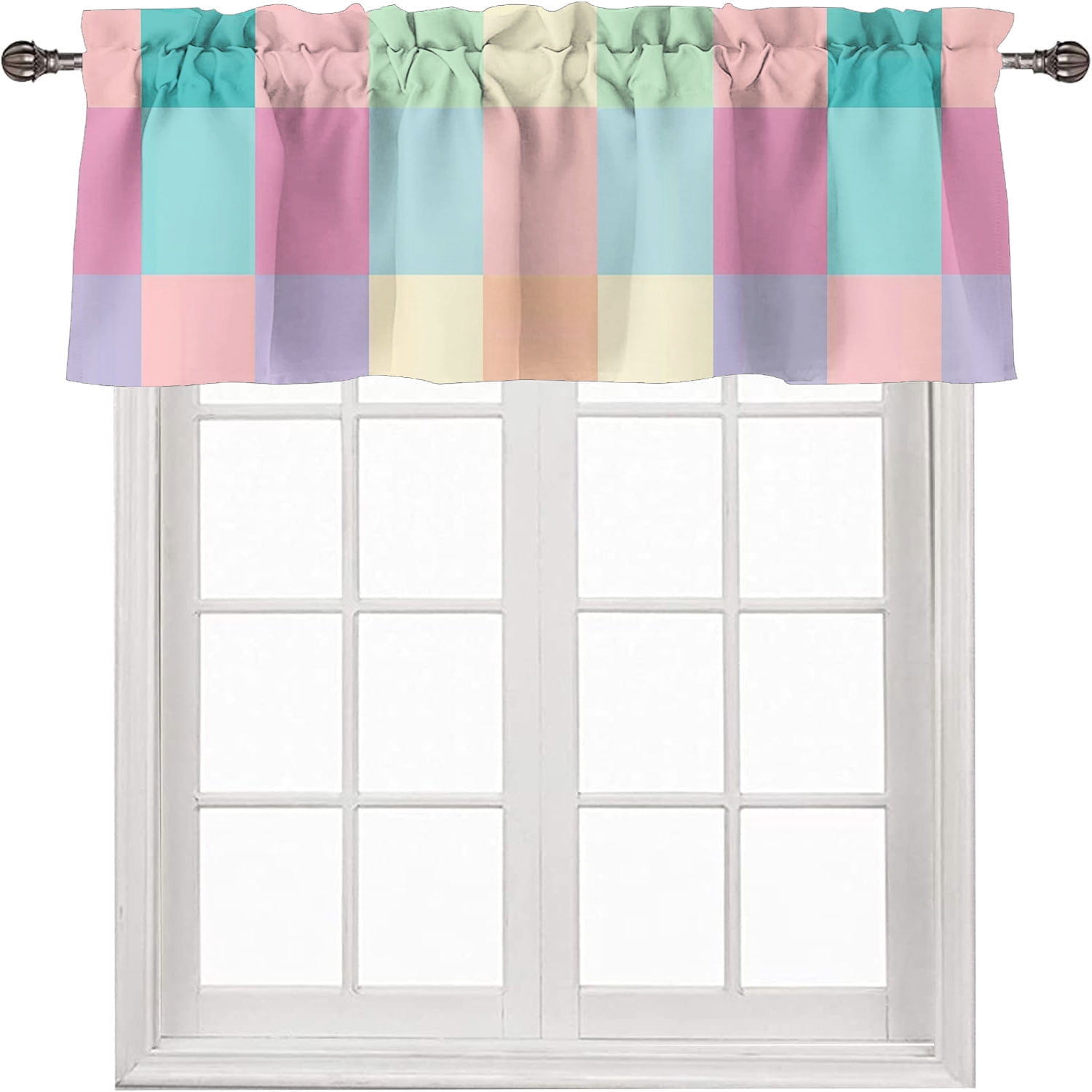 Multicolor Valance Colorful Checkered Curtains Valances for Home Decor Multicolor ...