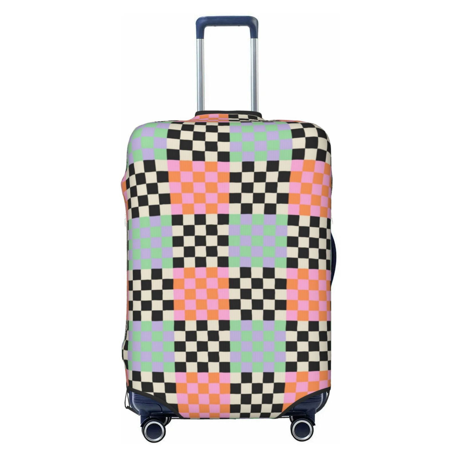 Colorful Checkered Luggage Cover Anti Scratch, Elastic Suitcase