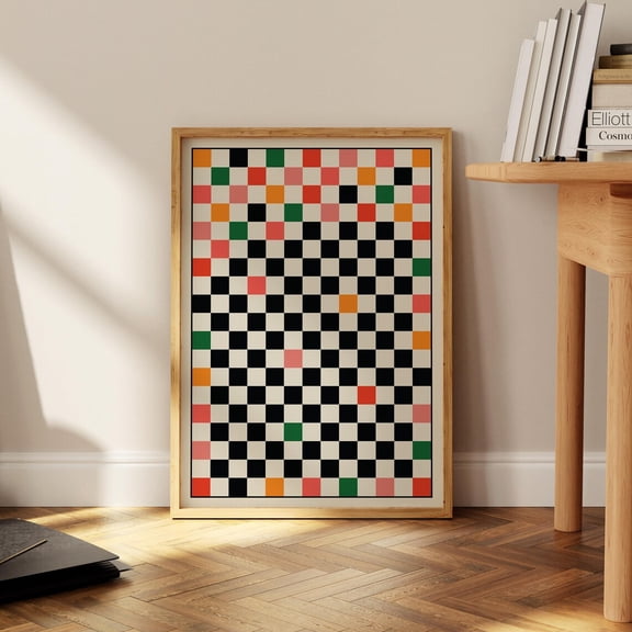 Colorful Checkered Retro Wavy Poster Unframed Paper Print