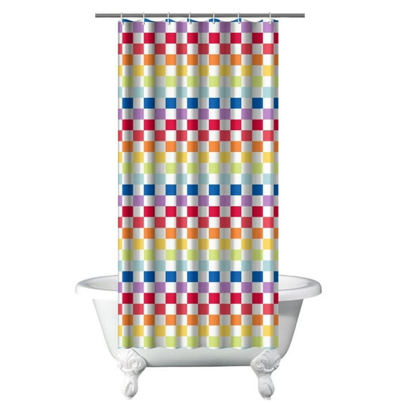 Colorful Checkered Shower Curtain Buffalo Plaid Vintage Checkered Retro Plaid Abstract Plaid Rustic Farmhouse Plaid Print Classic Red and Black Buffalo Plaid Bathroom Decor