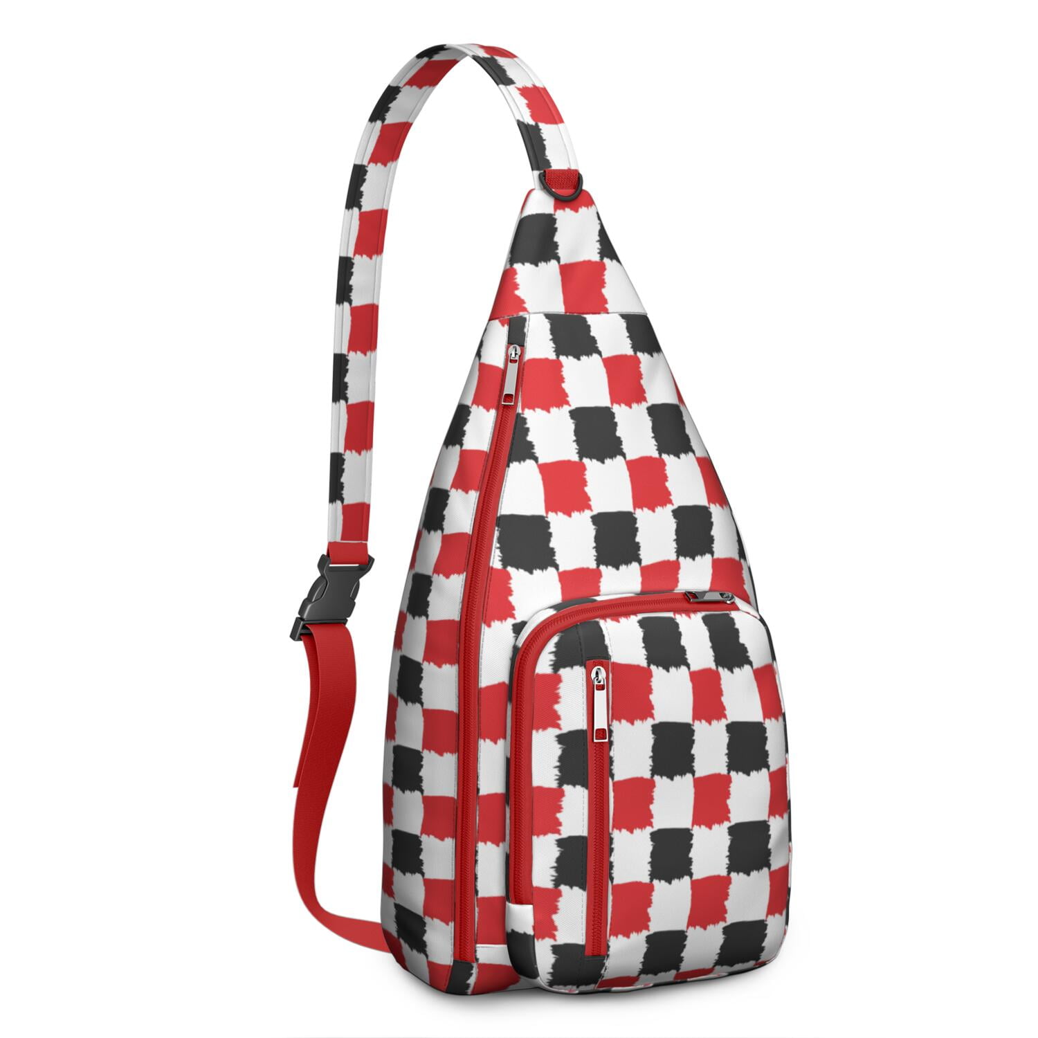 Colorful Checkered Sling Backpack - Vibrant Plaid Print Crossbody Bag ...