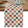 thumbnail image 1 of Colorful Checkered Table Runner, Vintage Plaid Grid Geometric Beige Washable Cotton Linen Table Runners 120 Inches Long, Dresser Scarf Runner for Dining/Living Room/Kitchen/Square Tables 13''x120'', 1 of 9