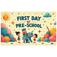 thumbnail image 1 of Colorful and Cheerful First Day Preschool Themed Backdrop Banner with Cartoon Elephant Kids and School Elements Party Decorations for Photography Props Classroom Celebrations Family Gatherings, 1 of 8
