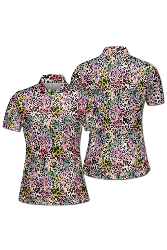 Colorful Cheetah Leopard Pattern Women's Polo Shirt S-5XL