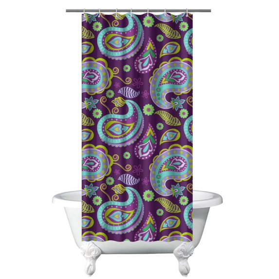Colorful Chic Shower Curtain 36x72 Inches, Quick-Dry Polyester with Hooks, Floral Bohemian Paisley Pattern for Classic Bathrooms