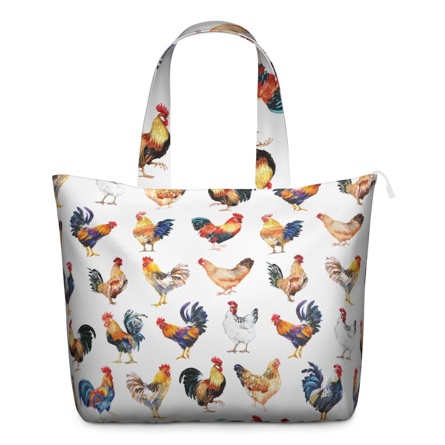 Colorful Chick and Rooster Pattern Travel Tote, Farmhouse Chicken and ...