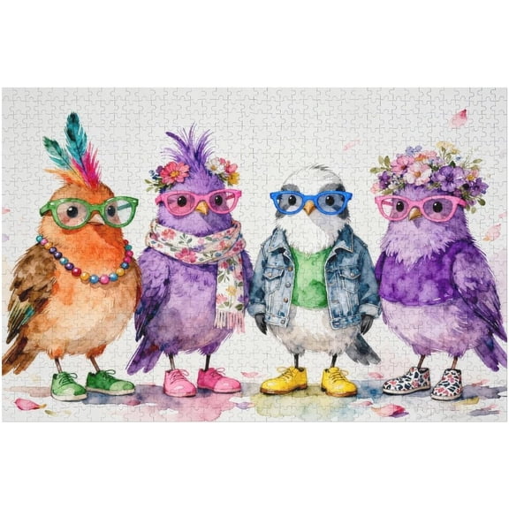 Colorful Chicken Puzzles for Adults 1000 Pieces, Funny Pretty Bird Jigsaw Puzzles, Cute Animal Art Puzzles 30x20 in