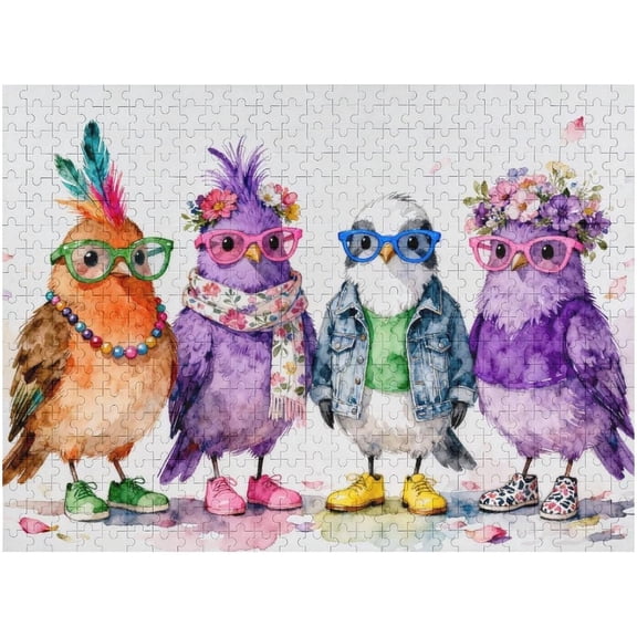 Colorful Chicken Puzzles for Adults 500 Pieces, Funny Pretty Bird Jigsaw Puzzles, Cute Animal Art Puzzles 20.5x15 in