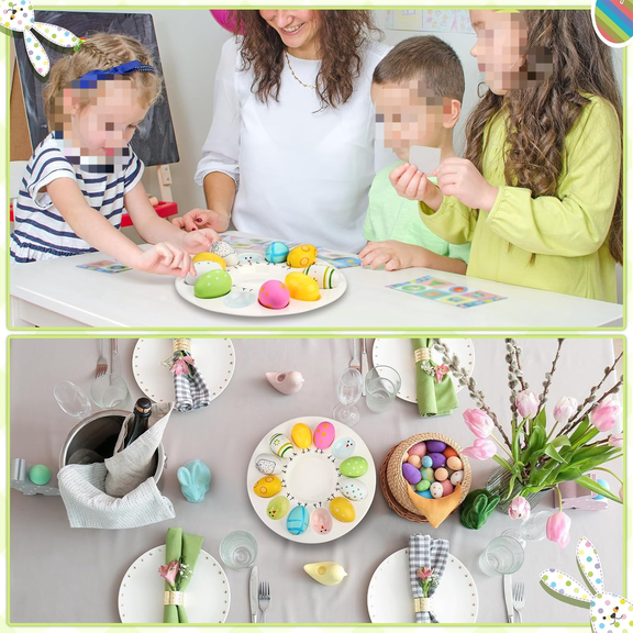Colorful Chicks Easter Deviled Egg Plates Ceramic Deviled Eggs Platter Holder Pastel Multicolored Serving Tray for Easter Festival Party Favors$$Home Decor, Kitchen, & Other