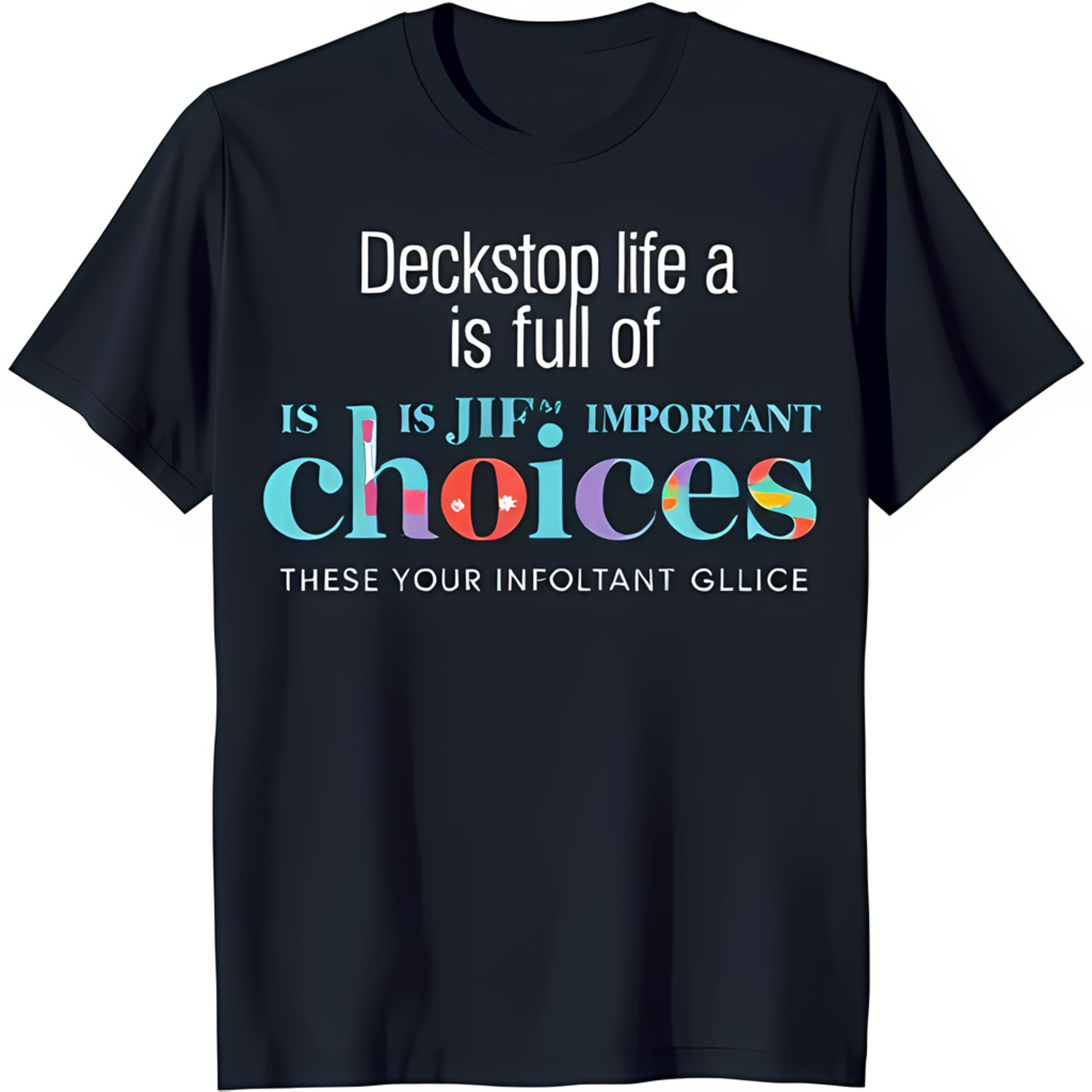 Colorful Choices TShirt Dark Blue Tee with Fun Text 'Deckstop Life is