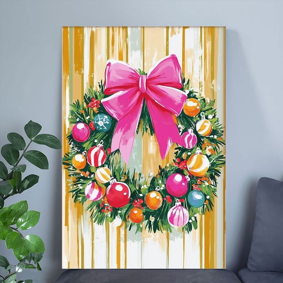 Colorful Chr.ist.mas Wreath Wall Art Poster Size 24''x36'' Goldengate