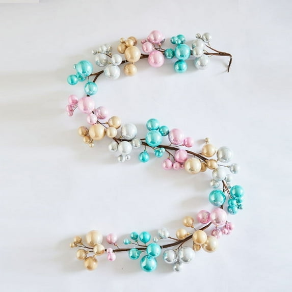 Colorful Christmas Ball Garland | Multicolor Christmas Tree Garland | Christmas Garland for Mantle | Whimsical Christmas Decor | Shatterproof Christmas Decorations | Red Gold Blue Silver Pink .