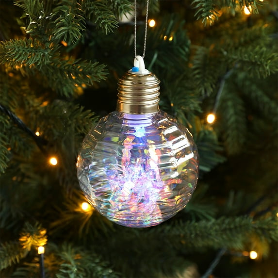 Colorful Christmas Ball Ornament, Pink Purple Sequins Christmas Decorative Balls, Glitter Scraps Clear Bulbs Bauble, Iridescent Home Decor Ball Hang Plastic Flashing Christmas Ball for Tree