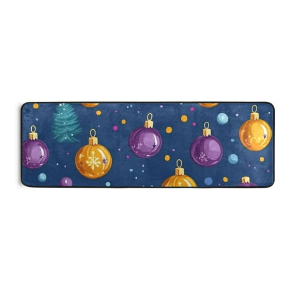 Colorful Christmas Ball Runner Rug for Hallways Kitchen Non Slip 2'x 6' Washable Hall Carpet for Bedroom Entryway Laundry Room