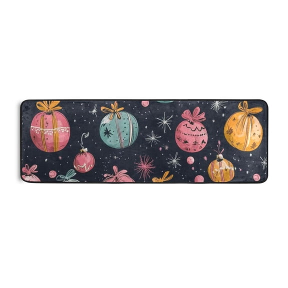 Colorful Christmas Balls Runner Rug for Hallways Kitchen Non Slip 2'x 6' Washable Hall Carpet for Bedroom Entryway Laundry Room