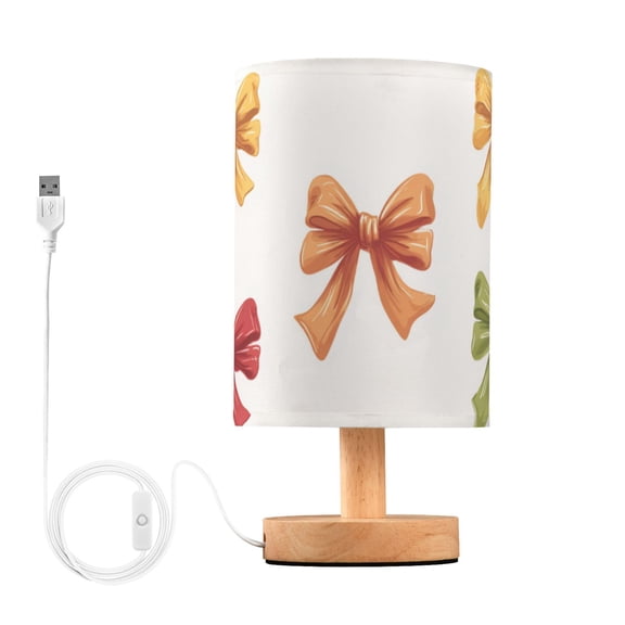 Colorful Christmas Bows Table Lamp with USB Port LED Warm Light Lamp Night Light Home Decor