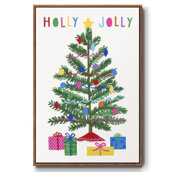Colorful Christmas Collection B - Framed Gallery Wrapped Holiday Canvas - 17 x 25 - Rosewood Frame