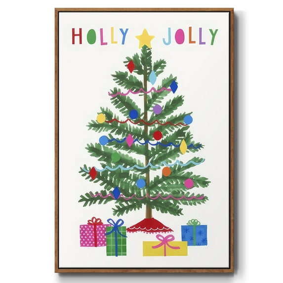 Colorful Christmas Collection B - Framed Gallery Wrapped Holiday Canvas - 27 x 41 - Rosewood Frame