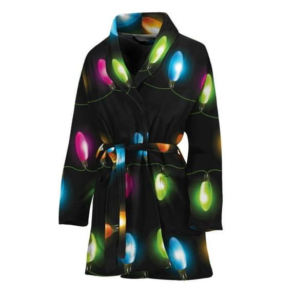 Colorful Christmas Lights Women Bathrobe One Size Univeral Fits, Jesus Christian Fashion Lightweight Plush Fleece Long Robe For Women