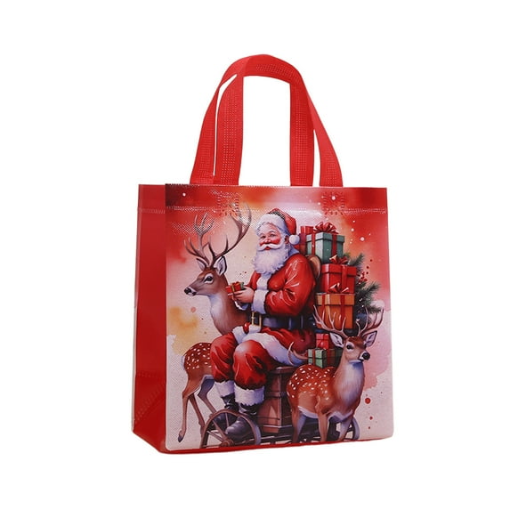 Colorful Christmas Non-Woven Tote Bag, Reusable Shopping Bag For Gift Wrapping Candy Small Gifts, Festive Design With Christmas Motifs, Sturdy Rope Handle, Multipurpose Holiday Item