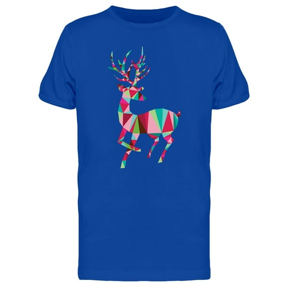 Colorful Christmas Reindeer T-Shirt Men -Image by Shutterstock, Male x-Large
