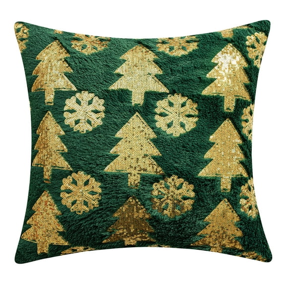 Colorful Christmas Sequined Embroidered Fluffy Throw Pillow, Red Plush Reindeer Snowflake Sofa Cushion, Holiday Decor 45X45Cm