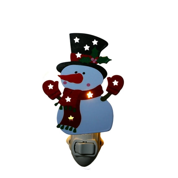 Colorful Christmas Snowman Night Light, Plug-In Led Lamp With Frosted Body, Warm Glow For Bedroom, Mantel, Holiday Decor