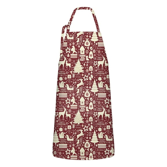 Colorful Christmas Striped Apron-Garden Aprons for Women with Pockets-Cotton Linen Waterproof Kitchen Cooking Gardening Aprons Adjustable for Kitchen,Cooking,BBQ and Salon 32"x27"