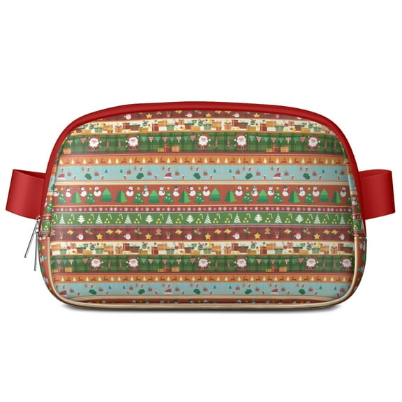 Colorful Christmas Striped Pattern Cute Fanny Packs for Women,Travel Waterproof Crossbody Fanny Bags Waist Purse for Women Anti Theft Adjustable Strap for Running Travel Cycling