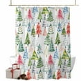 thumbnail image 1 of Colorful Christmas Tree Bathroom Shower Curtain Abstract Painting Pine Tree Forest Waterproof Washable Shower Curtains for Bathtub Bath Decor with Grommets and Hook 54 X 78 Inch, 1 of 8