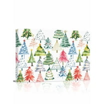 Colorful Christmas Tree Canvas Print Wall Art Framed Canvas Art Wall Decor Abstract Painting Pine Tree Forest Pictures Painting Morden Artwork for Living Room Bedroom, Ready to Hang - 12"x16"