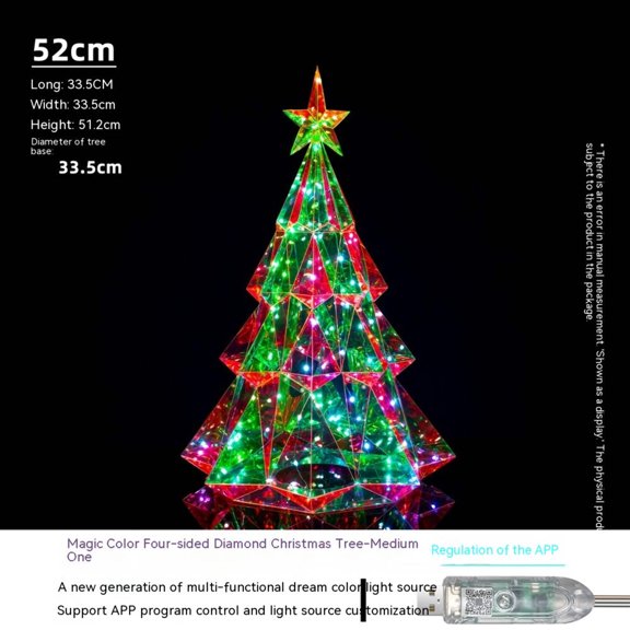 Colorful Christmas Tree Four-sided Diamond Luminous Decorative Ornaments
