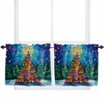 thumbnail image 1 of Colorful Christmas Tree Kitchen Curtain 2 Panels Tiers Curtains 24 Inch Length, Xmas Tree Star Geometric Curtains Rod Pocket Curtains Window Drapes Treatment Window Cafe Curtains, 1 of 5