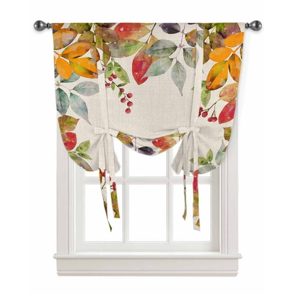 Colorful Christmas Tree Tie Up Valance for Window, Xmas Tree Star Geometric Adjustable Balloon Window Shade Valance Curtain for Kitchen Cafe Bathroom Window Treatment Panel 42''x12''