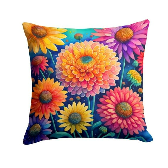 Colorful Chrysanthemums Fabric Decorative Pillow 18 in x 18 in