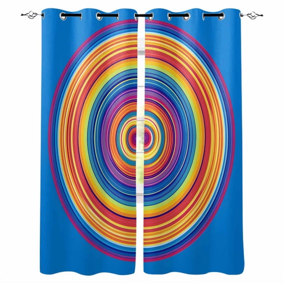 Colorful Circle Blackout Curtains for Bedroom/Living Room, Thermal Insulated Kitchen Curtains, Modern Farmhouse Art Rainbow Grommet Darkening Window Treatment Drapes 42"x63"x2
