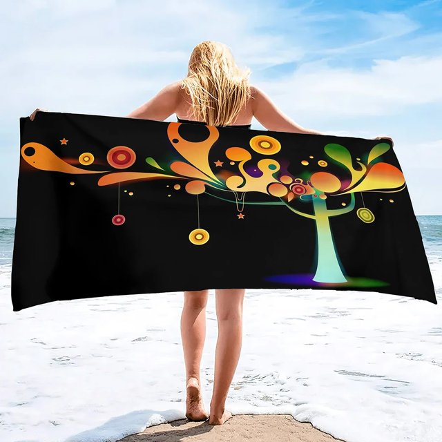 Colorful Circle Geometric Beach Towel Abstract Art Bath Towel Travel