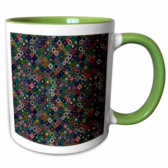 3drose, Colorful Circle Mosaic Pattern Background - Seamless Vector Design, 11oz Two-tone Green Mug