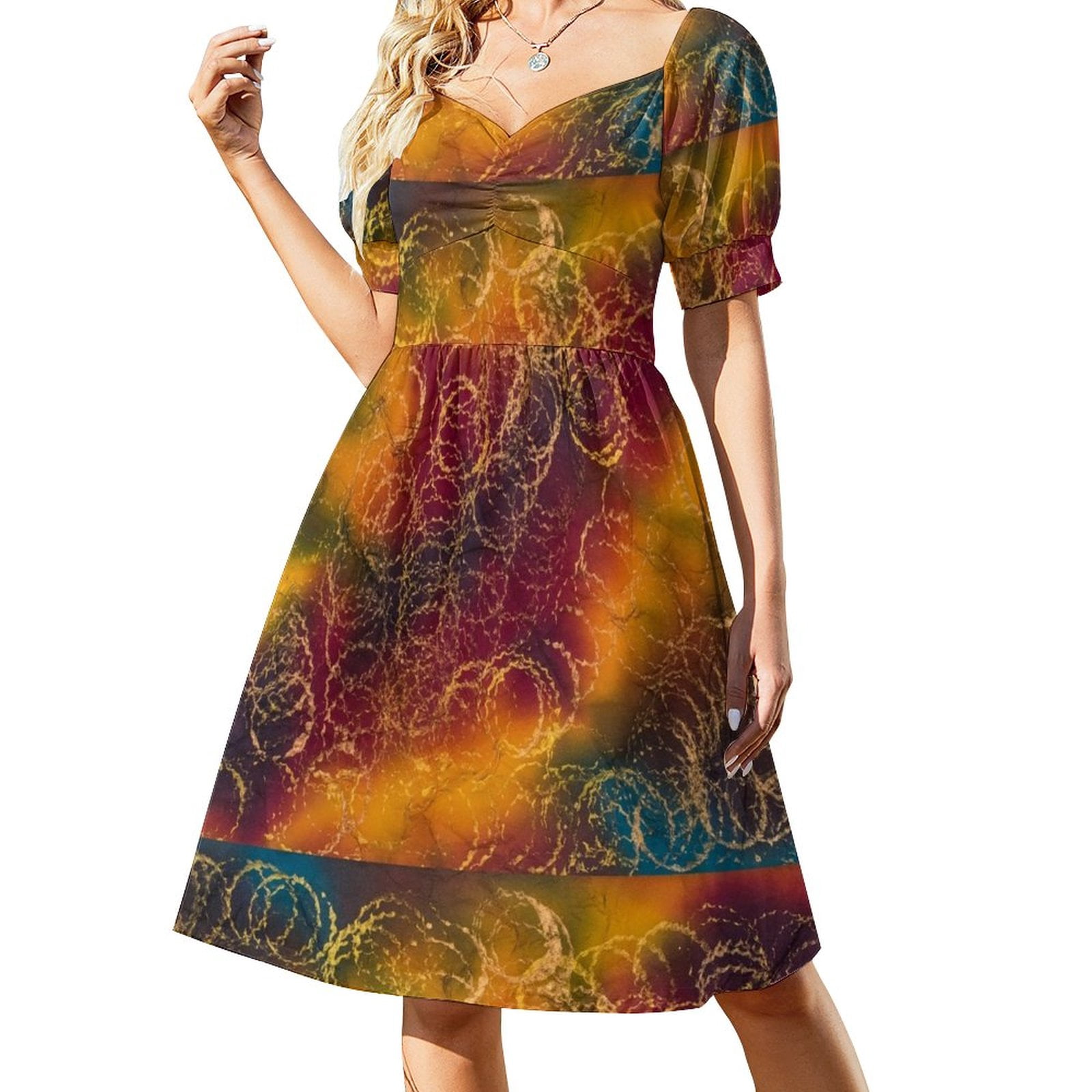 Colorful Circles Sleeveless Dress purple dress Women's dress beach