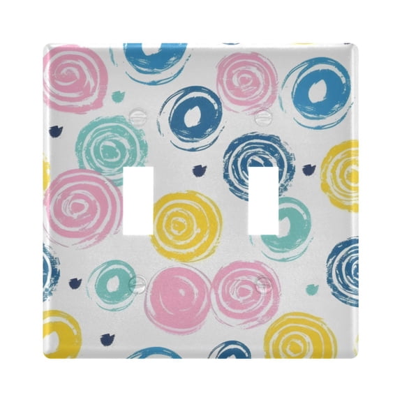 Colorful Circles Swirl Light Switch Cover Electrical Outlet Cover Replaceable Wall Plates 2-Gang