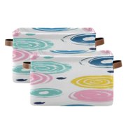 Colorful Circles Swirl Square Storage Bins with Handles Collapsible Containing Box 2 Packs