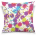 thumbnail image 1 of Colorful Circles Velvet Plush Throw Pillow Cushion Case Cover - 20" x 20" - Invisible Zipper Home Decor Floral for Couch Sofa No Pillow Insert, 1 of 5