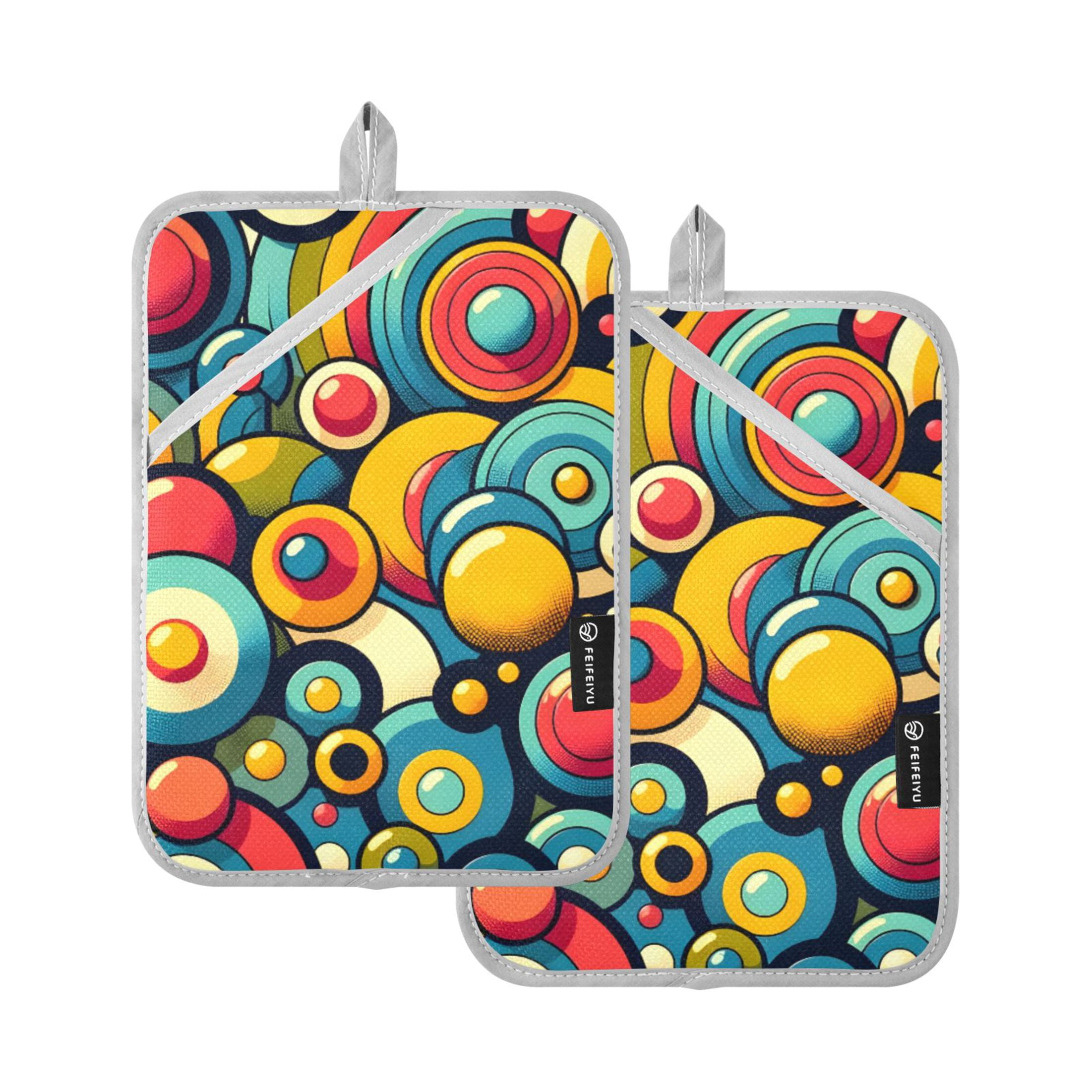Colorful Circles And Ball Oven Mitts 2 Pcs Pot Holders Sets Heat colorful-circles-and-ball-oven-mitts-2-pcs-pot-holders-sets-heat