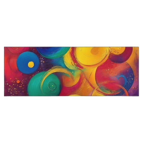 Colorful Circular Pattern Kitchen Rug Mat,Kitchen Runner Rugs Non Skid Washable,Decorative Kitchen Floor Mats for Kitchen,Sink,Laundry,17"X47"