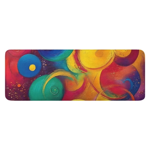 Colorful Circular Pattern Kitchen Rug Mat,Kitchen Runner Rugs Non Skid Washable,Decorative Kitchen Floor Mats for Kitchen,Sink,Laundry,17"x47.2"