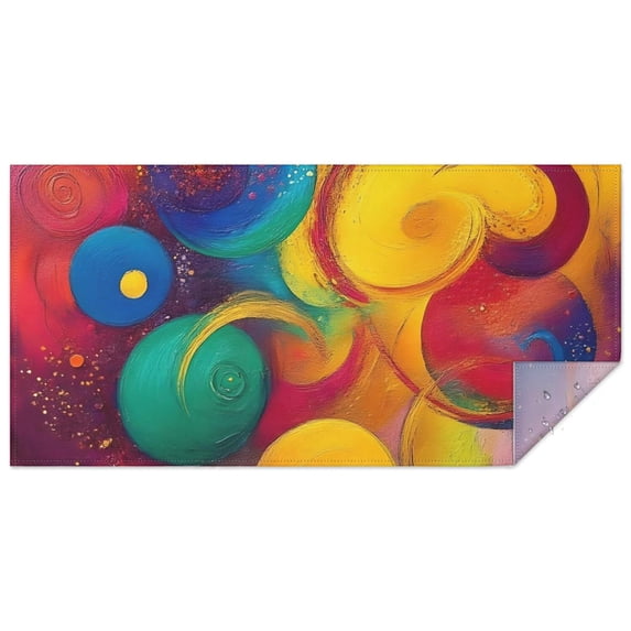 Colorful Circular Pattern Rectangle Tablecloth 60"x120",Waterproof Polyester Rectangle Table Cloth, Wipeable Spillproof Polyester Tablecloth for Dining, Camping, Indoor and Outdoor