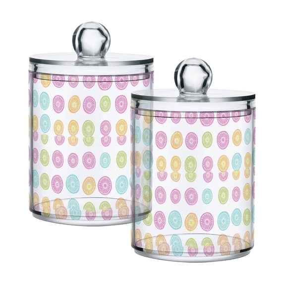 Colorful Citrus Cotton Swabs Cans Translucent Plastic Canisters Dustproof Lid for Bathroom Storage