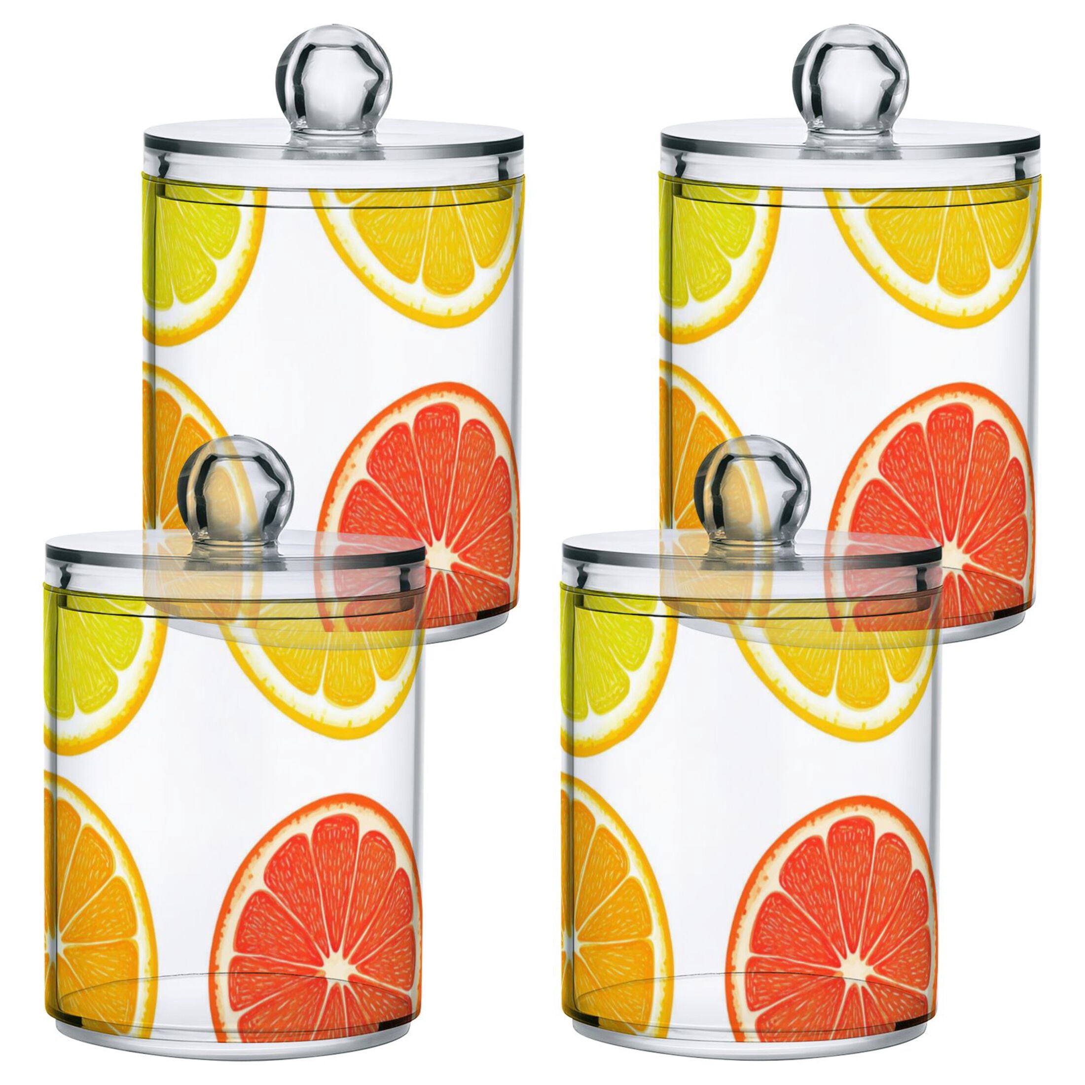 Colorful Citrus Fruit Slices Bathroom Canisters Set of 4 Translucent ...
