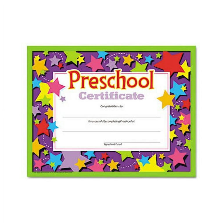 8 1/2 x 11 Certificate - Pre-School