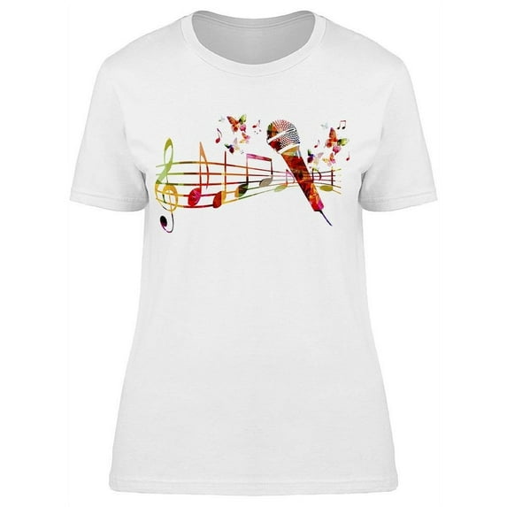Colorful Classic Music T-Shirt Women -Image by Shutterstock Women T-Shirt, Female 3X-Large